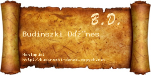 Budinszki Dénes névjegykártya